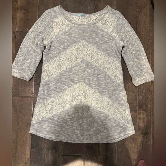 MAURICES Gray and Cream Lace Sheath Dress Size XL Casual Fun Athleisure Boho - Picture 8 of 13